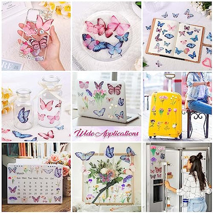 401Pcs Transparent Flower and Butterfly Stickers, Clear Floral Scrapbook Stickers Supplies for Journal Planner Notebook Resin Card Making Laptop Cell Phone Decorating | Clear Floral Scrapbook Stickers for Resin Crafts, Journal Planner Supplies, Card Makin
