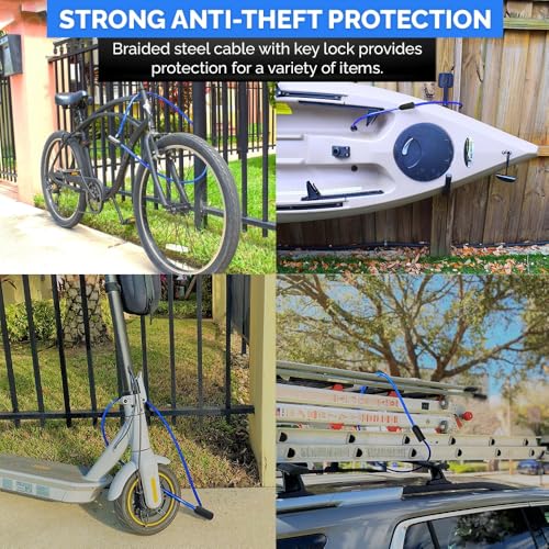 DocksLocks Weatherproof Security Cable Lock with Keys (5ft to 25ft Lengths) Anti-Theft for Kayak, Bike, Paddleboard, Scooter, Equipment, Bicycle - size: 25ft