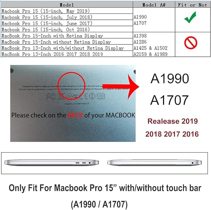 RUBAN Case for MacBook Pro 15 inch 2019 2018 2017 2016 Release A1990/A1707 with Touch Bar, Plastic Hard Shell Cover (Midnight Green) - color: Midnight Green