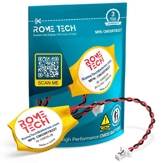 Rome Tech CR2016 CMOS Battery for Lenovo ThinkPad L13 Yoga Gen 2 (Type 20VL, 20VK) - 5B10S73571 - BIOS RTC 3V CR 2016 Laptop CMOS Battery with 2 Pin 2 Wire Cable