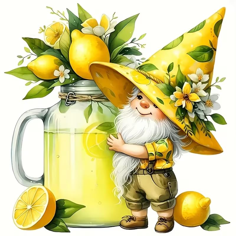 Lemon and Gnome PVC Vinyl Car Decals Stickers Waterproof Self-Adhesive Decals for Cars, Laptops, Trucks, Motorcycles Wall Window Luggage Scratch Cover Door Decor Sticker