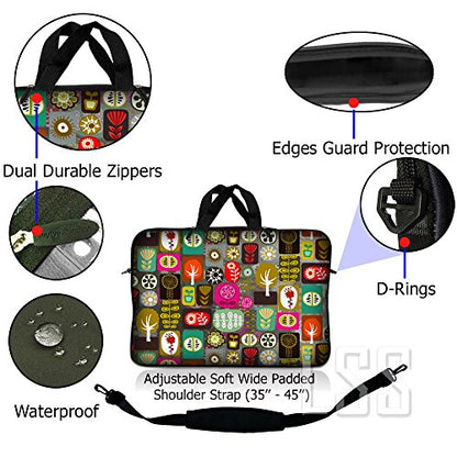 Laptop Sleeve 15" Compatible with w/Handle & Adjustable Shoulder Strap & Matching Skin Sticker Compatible with 15" 15.4" 15.6" - Symbols - color: Symbols, size: 15 inch