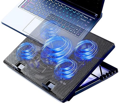 Laptop Cooling Pad 17inch 15.6 14 13 12inch Gaming Cooler Pad Chill Mat 5 Quiet Fans LED Lights and 2 USB 2.0 Ports Adjustable Mounts Laptop Stand Height Angle - color: Gaming 5Fan 12-17inch