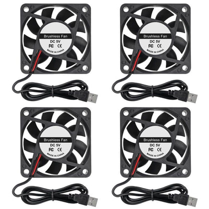 ACEIRMC 4pcs 6010 Fan 60x60x10mm DC 5V 60mm x 10mm Brushless Cooling Fan, Replacement Ball Bearing 60mm Fan for Cooling DIY PC Computer Case (6010 5V USB) - color: 6010 5V USB