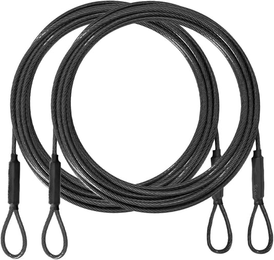 3.3mm (1/8 Inch) Outdoor Travel Security Cable-3/4/6/10/15/20/30ft Luggage Lock Safety Wire Flexible Steel Wire Rope with Double Loop Safety for Luggage, Bike, Lock (Black*2, 3ft-(2Pack) - color: Black*2, size: 3ft-(2Pack）
