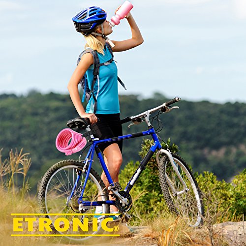 Etronic Bike Lock M6, Cable Lock 6 Feet Long Coiled Security Resettable Combo Combination Lock Bicycle Lock with Mounting Bracket - color: Pink