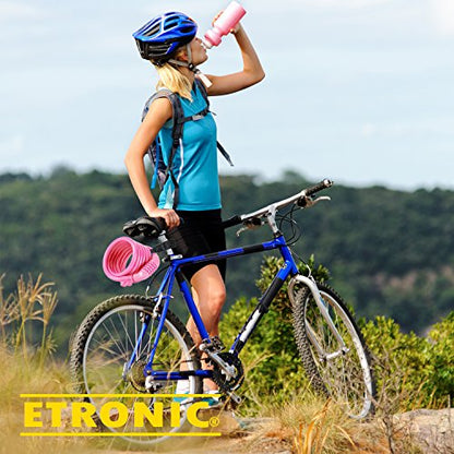 Etronic Bike Lock M6, Cable Lock 6 Feet Long Coiled Security Resettable Combo Combination Lock Bicycle Lock with Mounting Bracket - color: Pink