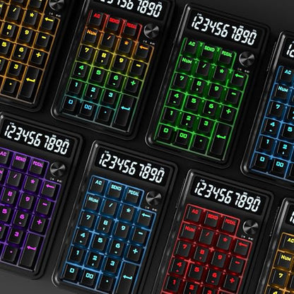 Redragon K733 PRO Wireless Gasket RGB Number Pad, Dual PC & Calculate Modes | 22-Key Mechanical Number Pad, 10-Digit Calculator Display, Knob Control, 5-Layer Noise Dampening, Creamy Custom Linear Switch - color: Black K733 PRO, size: Wireless