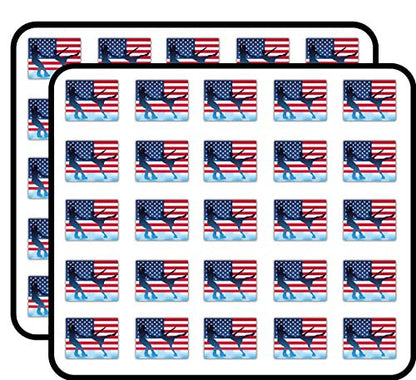 USA Flag Figure Skating Copule Decorative Scrapbooking Sticker Waterproof Vinyl Stickers for Water Bottle, Laptop & Phone Case – 50 Pack