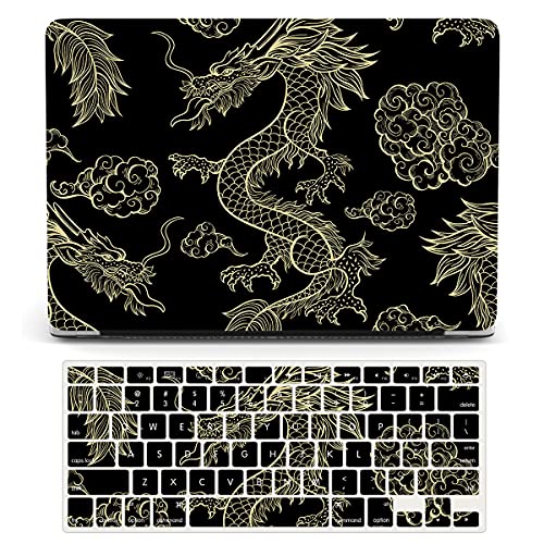 Bandless Protective Case Compatible with MacBook Pro 13 inch with CD-ROM Model: A1278(Old Version 2012/2011/2010/2009/2008), Plastic Hard Shell Case Cover & Keyboard Cover Skin - Dragon - color: Dragon, size: A1278(Pro 13 w/CD-ROM 2008-2012)
