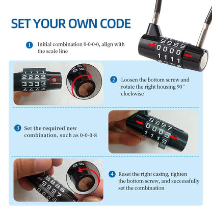 Combination Lock Cable Lock with 4 Digits Cabinet Lock with 3.5" Cable Length Twist 3.5" Length Durable Cable Ideal for lockers, Gym, Toolbox, Case Small Size (3.5") - size: 3.5" Black