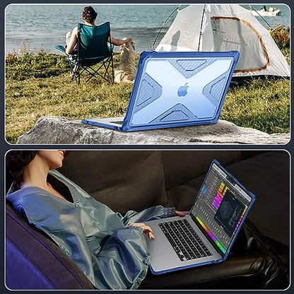 Fintie Rugged Case for MacBook Air 15 Inch, Blue | A3448 A3241 A3114 A2941, 2023 2024 2025 2026, M2 M3 M4 M5, TPU Bumper, Heavy Duty Hard Shell Cover - color: Blue