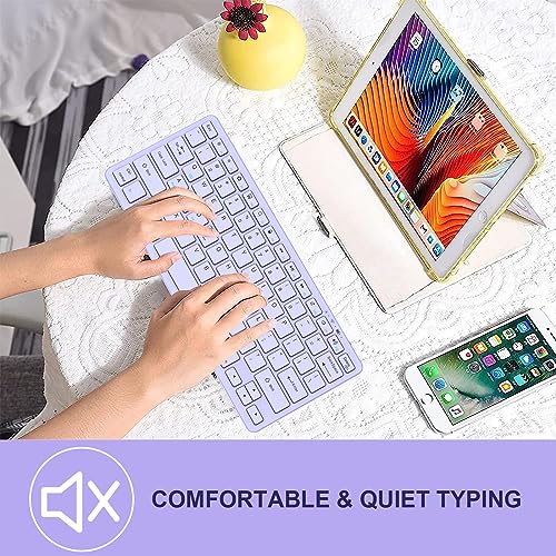 TaIYanG Bluetooth Keyboard for iPad Wireless Keyboard Compatible with iPad A16 11th 10th Generation, 10.2(9th/8th/7th Gen), Air/Pro/Mini and All Bluetooth Devices (Light Purple) - color: Light Purple