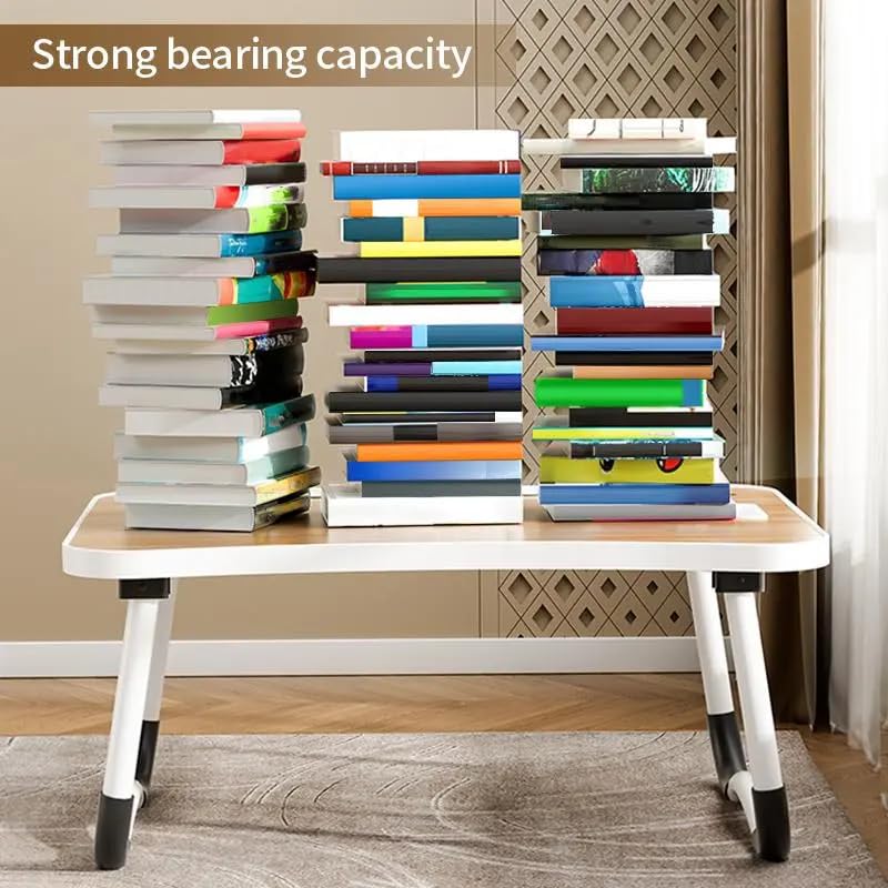 Portable Laptop Desk, Pink Foldable Bed Table with Cup Holder, LED Lights, Storage Drawer, Multi-Purpose Workstation for Working, Reading, Entertainment