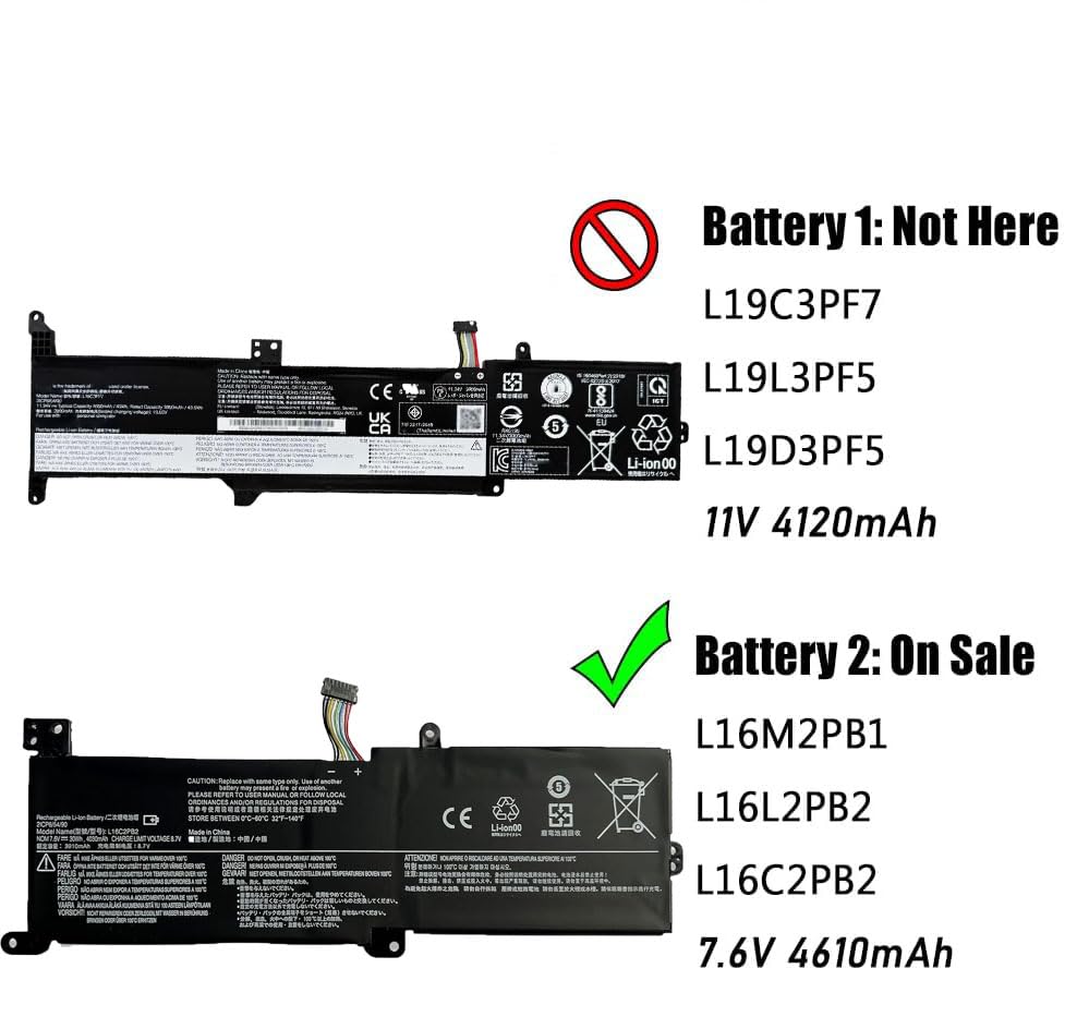 L16C2PB2 L16M2PB1 Laptop Battery Replacement for Lenovo IdeaPad 320-14AST 320-14IAP 320-14ISK 320-15ABR 320-15AST 320-15IAP 330-14IGM 520-15IKB V320-17IKB B320-14IKB L16C2PB1 L16L2PB1 L16L2PB2 30Wh - size: 8.07×3.54×0.20 in L16C2PB2