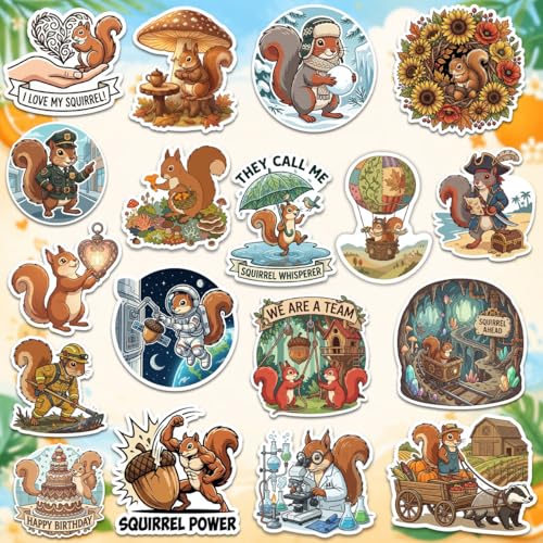18 PCS Squirrels Vinyl Waterproof Laptops Decorative Decals, Aesthetic Animals Bumper Journal Helmet Stationery DIY Sticker - color: Squirrel