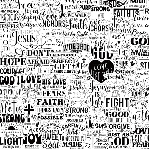 Bible Verse Religious Stickers - 100 Pcs Christian Water Bottle Stickers, Motivational Waterproof Scrapbook Sticker, Vinyl Decals for Luggage Laptop Journal - style: Bible