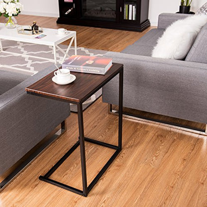 Tangkula Sofa Side End Table C Table Laptop Holder End Stand Desk Coffee Tray Side Table Notebook Tablet Beside Bed Sofa Portable Workstation (Brown) - color: Brown
