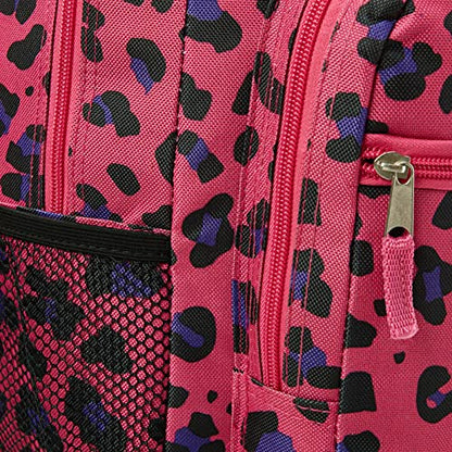 Rockland Double Handle 17" Rolling Backpack, Magenta Leopard - color: Magenta Leopard, size: One Size