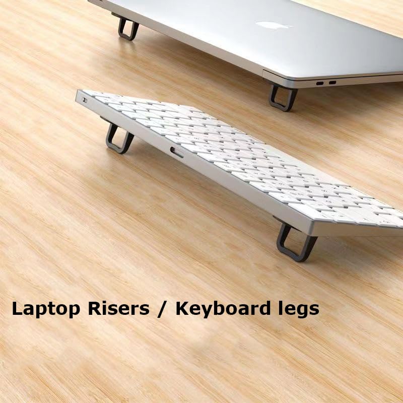 2PCS Metal Mini Foldable Laptop Stand, Portable Computer Keyboard Riser with 2 Adjustable Angles, Self-Adhesive Invisible Notebook Stand and Keyboard Lift for Desk (Pink) - color: Pink