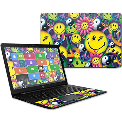 MightySkins Skin Compatible with HP 17t Laptop 17.3" (2017) - Peace Smile | Protective, Durable, and Unique Vinyl Decal wrap Cover | Easy to Apply, Remove, and Change Styles | Made in The USA - color: Peace Smile