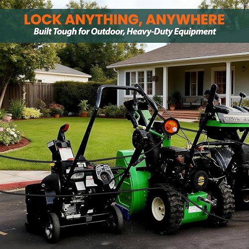 Heavy Duty Adjustable Cable Lock with 4 Keys | 5' x 1/2" Weatherproof Dual Cinch Security Cable for Bikes, Scooters, ATVs, Generators, Ladders, Tools & Outdoor Gear - size: 5' x 1/2" Diameter