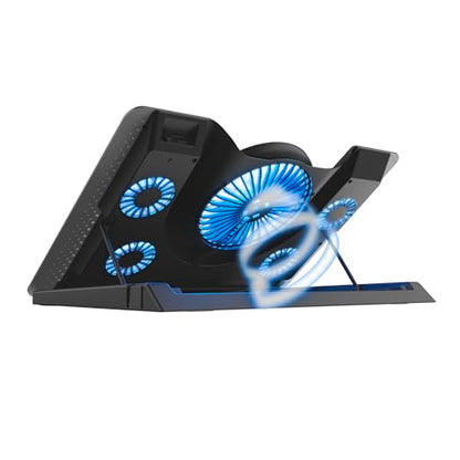 Trust Gaming GXT 1125 Quno Laptop Cooling Stand - Laptops up to 17.3 inch, 5 Blue Illuminated Fans, Adjustable Angle, Computer Cooler - Black