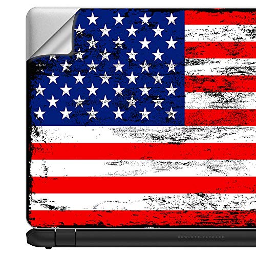 Flags | Custom Fit Made to Order Laptop Notebook Skin Vinyl Sticker Cover Decal Fits 13.3" 14" 15.6" 16" HP Lenovo Apple Mac Dell Compaq Acer American Flag Distressed red White Blue - color: Style 4