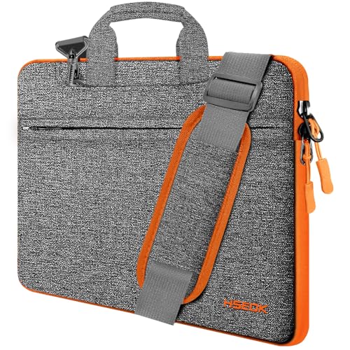Hseok Laptop Shoulder Bag 13 13.3 14 Inch Case Compatible with MacBook Pro/Neo 14" M5/M4/M3/M2/M1,Mac Air/pro/Neo 13" and Most 13 13.3 14 Notebooks,Spill-Resistant Briefcase,Dark Gray & Orange - color: Dark Gray & Orange, size: 13-13.5 inch