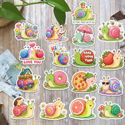 18pcs Cute Snail Stickers Pack, Colorful Animal Waterproof Stickers,Vinyl Cute Aesthetic Sticker for Water Bottle,Laptop,Phone,Skateboard,Sticker for Teens Girls Kids - color: Snail