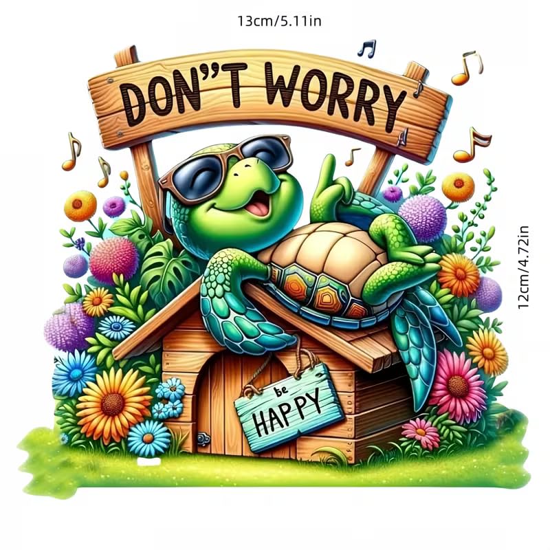 Leisurely Turtle PVC Vinyl Car Decals Stickers Waterproof Self-Adhesive Decals for Cars, Laptops, Trucks, Motorcycles Wall Window Luggage Scratch Cover Door Decor Sticker