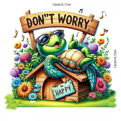 Leisurely Turtle PVC Vinyl Car Decals Stickers Waterproof Self-Adhesive Decals for Cars, Laptops, Trucks, Motorcycles Wall Window Luggage Scratch Cover Door Decor Sticker