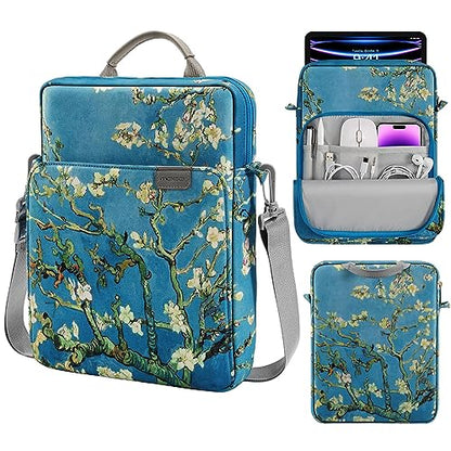MoKo 9-11 Inch Tablet Sleeve Bag Handle Carrying Case with Shoulder Strap for iPad Pro, Air, 10th, 9/8/7, Air 5/4, Tab S8/S9, Apricot Flower | Fits iPad Pro 11-inch M4, iPad Air 11-inch M2, iPad 10th 10.9, iPad 9/8/7th 10.2 and Tab S8/S9 11, Apricot Flowe