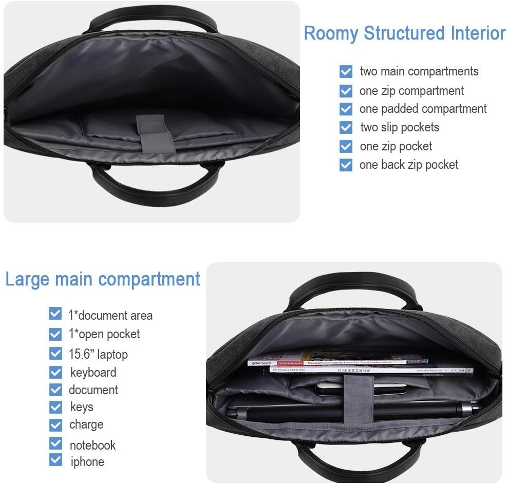 Lekesky Briefcases laptop Bag 15.6 Inch Travel Briefcase Water Resistant Expandable Shoulder Bag Messenger for Men