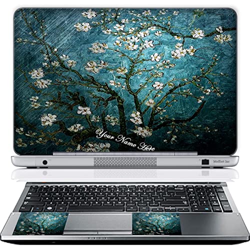 Meffort Inc Personalized Laptop Skin Sticker Cover Art Decal with Wrist Pad, Customize Your Text (12-12.5 Inch, Almond Blossoming) - color: Almond Blossoming, size: 12 - 12.5 Inch