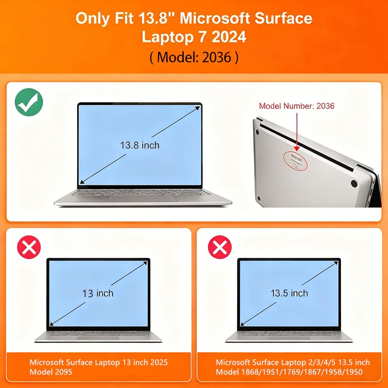 Se7enline Case Compatible with Microsoft Surface Laptop 7 13.8 Inch 2024 (Model: 2036) - Lightweight Durable Scratch-Resistant Easy Install Slim Snap On Hard Shell Protective Cover,Matte Black - color: Matte Black, size: 13.8 inch