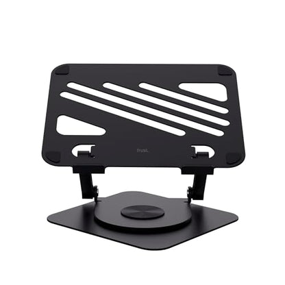 Trust Zeff Ergonomic Laptop Stand for Desk with 360 Degrees Rotation, 16" Foldable Metal Laptop Riser, Height Adjustable, Laptop Holder for MacBook Tablet Dell HP Computer Home Office - Black
