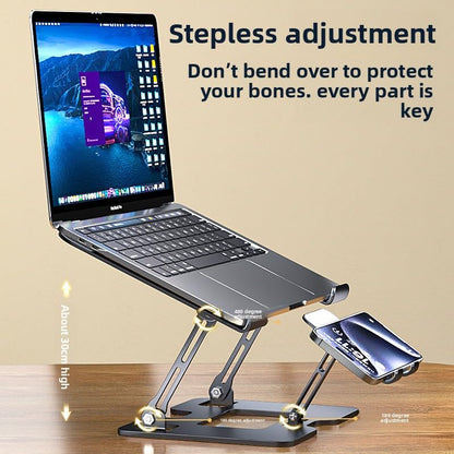 Laptop Cooling Stand (with 2 Silent Cooling Fans), Adjustable Height (with Detachable Phone Holder), Ergonomic Foldable Stand, Aluminum Alloy Cooling Base, Compatible with 10-17 inch laptops