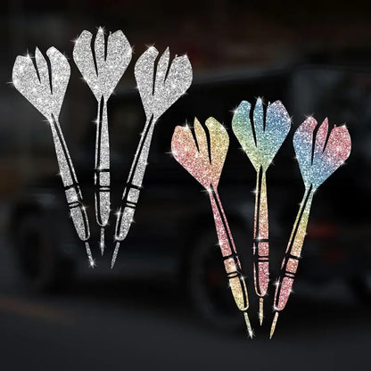2pcs Darts Flower Sparkling Sunflower Self-Adhesive PVC Rainbow Glittery Decal Sticker for Cars, Laptops, Trucks, Motorcycles Wall Window Luggage Scratch Cover Door Multi-Surface Decor Sticker
