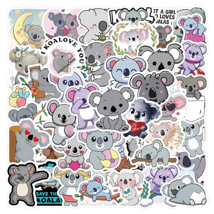 60pcs Cartoon Koala Stickers for Kids Journals,Lovely Aesthetic Vinyl Decals for Teens Laptops Water Bottle Suitcase Skateboard Phone Pad (Koala) - color: Koala