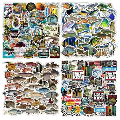 210 Pack Fishing Stickers for Tackle Box Car Bumper Water Bottles Laptop, Waterproof Ocean Animal Fish Stickers Bulk Gift for Adults Mens Boy, Outdoor Hunting Boat Decals Sticker - color: Fishing Stickers