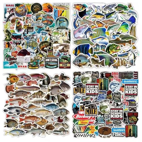 210 Pack Fishing Stickers for Tackle Box Car Bumper Water Bottles Laptop, Waterproof Ocean Animal Fish Stickers Bulk Gift for Adults Mens Boy, Outdoor Hunting Boat Decals Sticker - color: Fishing Stickers