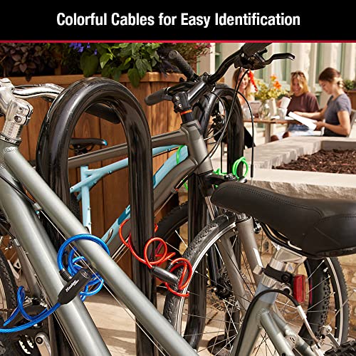 Master Lock Bike Lock Cables with Key, Blue, Green, and Red 3-Pack of Keyed-Alike Bicycle Cable Locks, 6 ft. Long, 8127TRI - size: 6 ft. Long