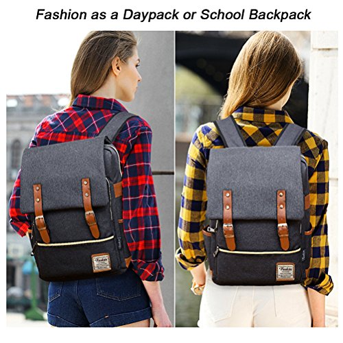 Unisex Professional Slim Business Laptop Backpack, Feskin Fashion Casual Durable Travel Rucksack Daypack (Waterproof Dustproof) with Tear Resistant Design for Macbook, Tablet - Dark Grey - color: Dark Grey