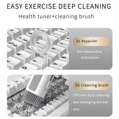 6-in-1 Keyboard Cleaner Kit Laptop Portable Cleaning Pen with Brush, Key Puller Compatible with ipad, iPod, Earbuds, Earphone, Keyboard,Phone, Screen (White) - color: White