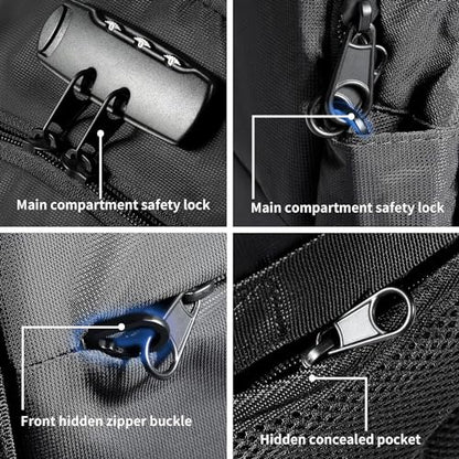Tzowla 40 Liter Anti Theft Backpack with Giant Tumbler Holder Pocket and Lock,17.3 Inch Laptop Backpack - color: A-black, size: 40L 17.3inch