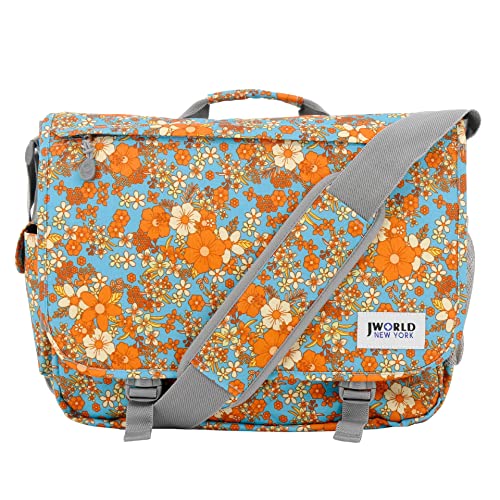 J World New York Thomas Laptop Messenger Bag for Women & Men. Kids Computer Bookbag - color: Retro Bloom