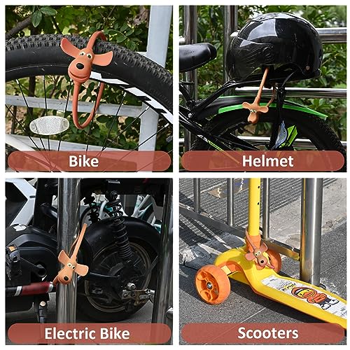 Bike Cable Lock with Keys,Silicone Covered Kids Cable Lock Cartoon Lock,2 Feet Lock for Bike,Door,Skateboard,Helmet and More (Brown, Large) - color: Brown