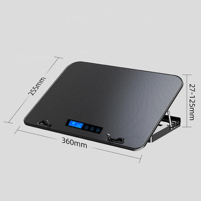 Laptop Cooling Pad, Cooler with 6 Core High Speed Mute Fan, Applicable to 18 inches Notebook Gaming Laptop Computer, Five Level Angle Adjustment Quick Cooling Low Noise (Smart LCD Displays Mute)