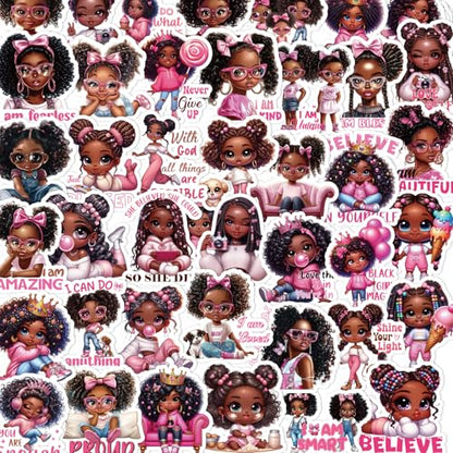 Black Girl Stickers for Women - 100 Pcs Inspirational Water Bottle Stickers for Vision Board, Motivational Waterproof Scrapbook Decals, Vinyl Sticker for Laptop Journaling - style: Black Girl